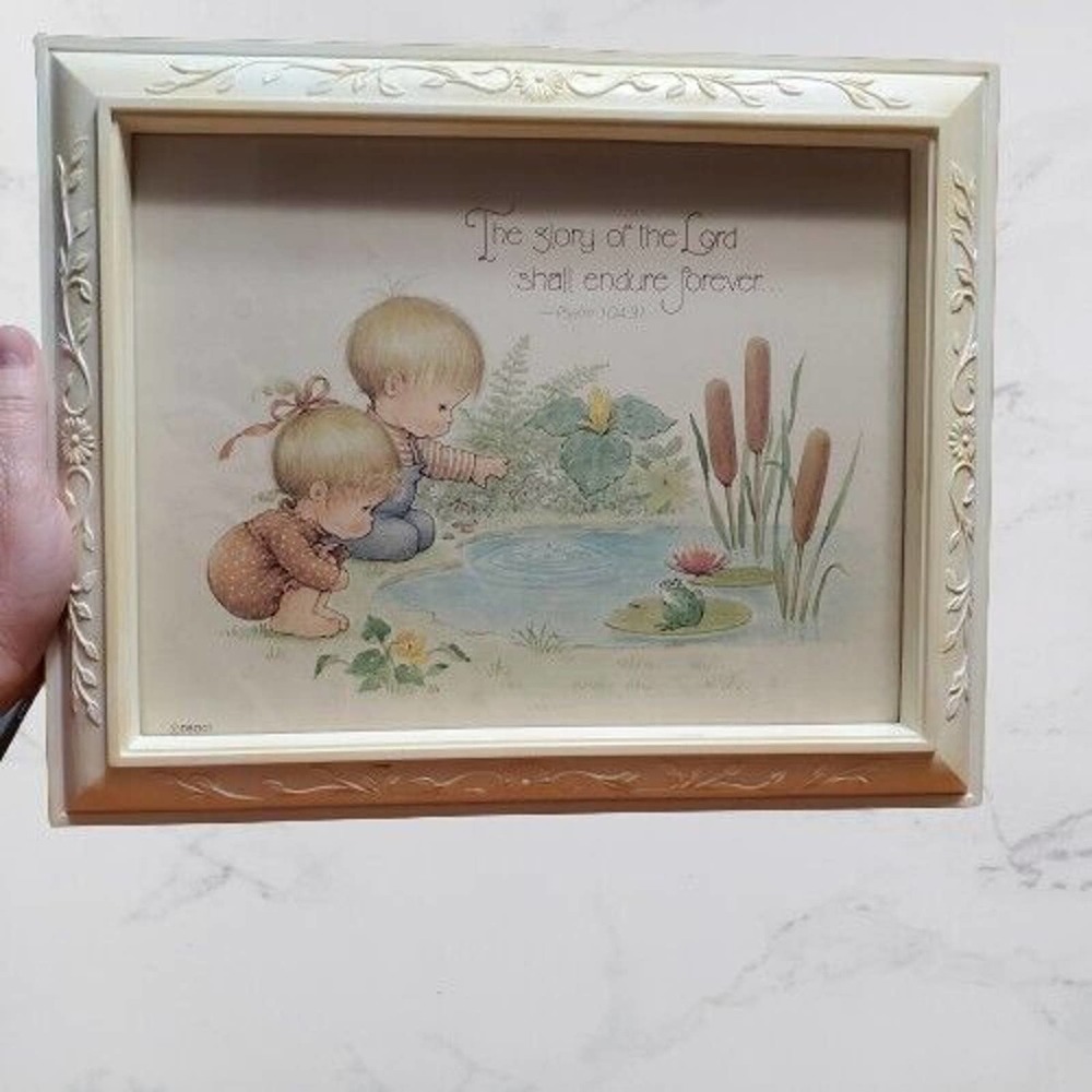 Vintage Children Bible Verse Homco DBGCI Framed Pictures Psalms 104:31 & 23:2